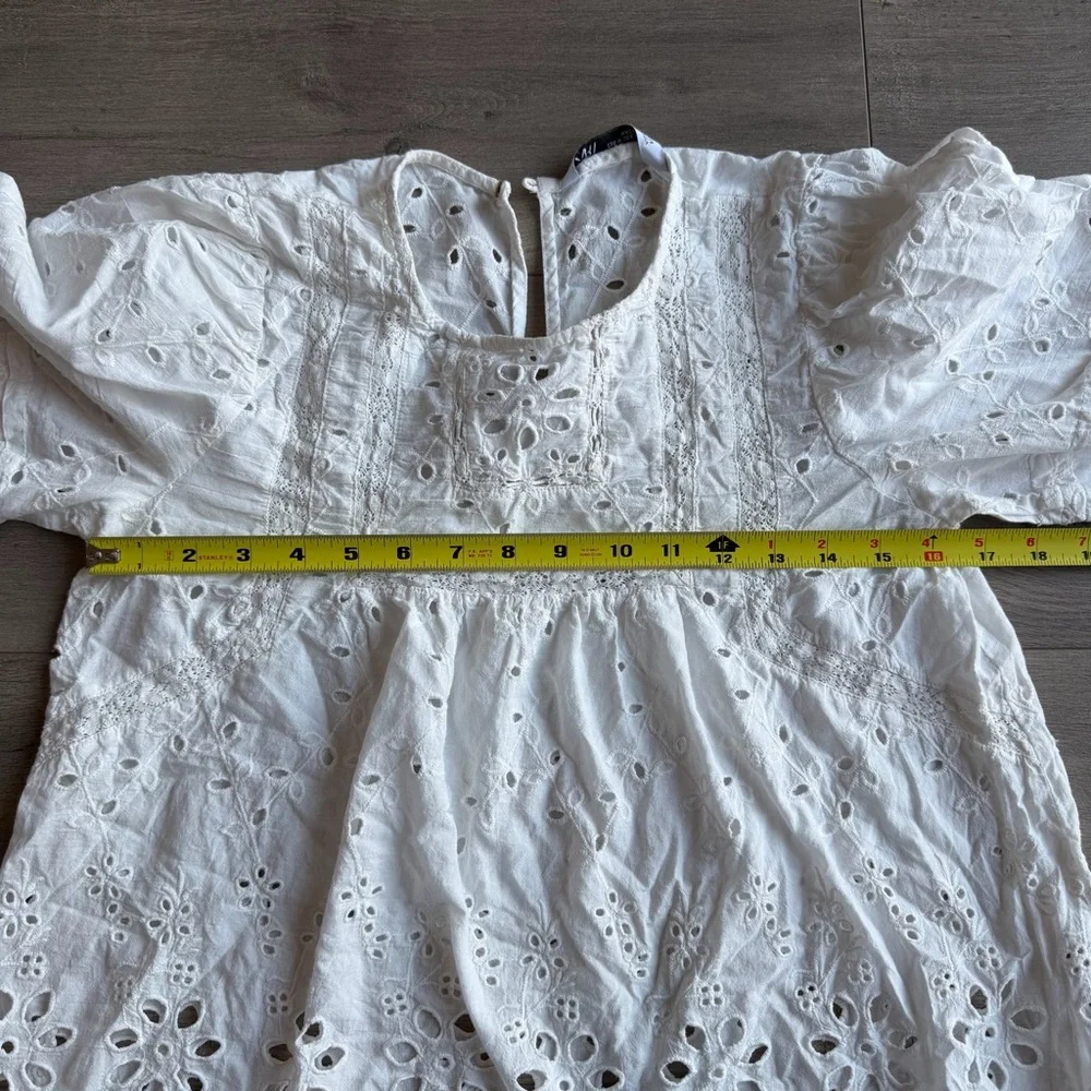Zara White Eyelet Blouse - size medium